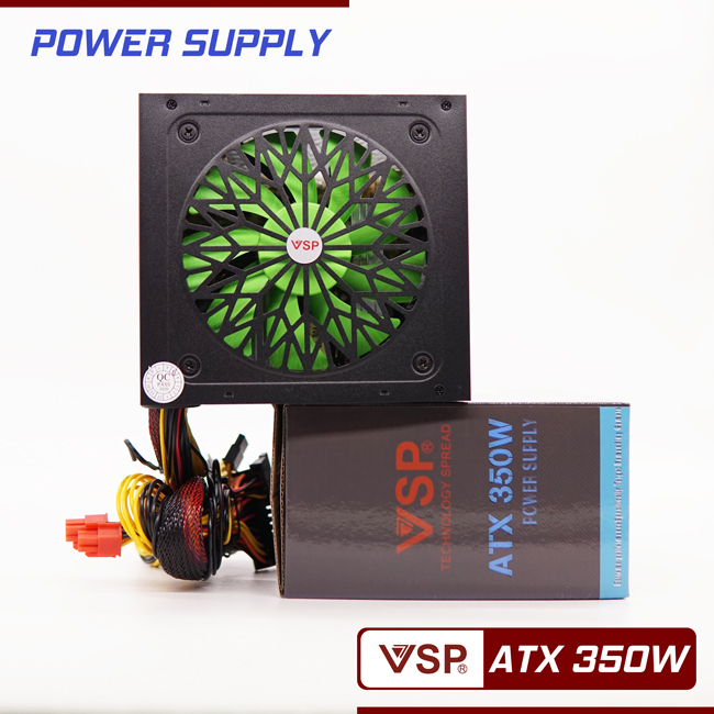 Nguồn máy tính công suất thực VSP ATX 350W 4+4pin, 6+2pin Hàng chính hãng