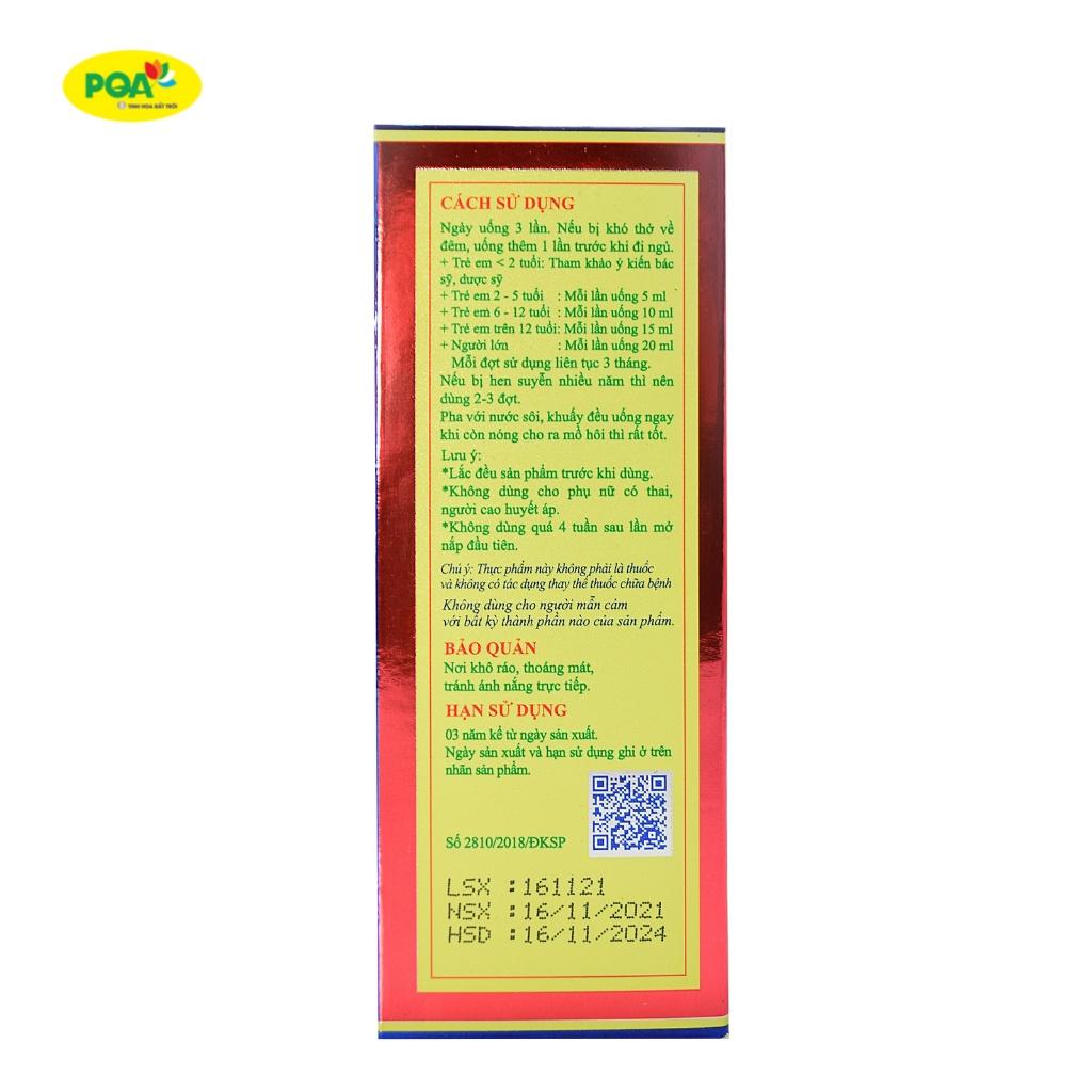 Siro Hen Suyễn PQA Giúp Giải Hàn, Hóa Thấp, Thông Phế, Bình Suyễn Và Hỗ Trợ Thông Thoáng Đường Thở Hộp 125ml