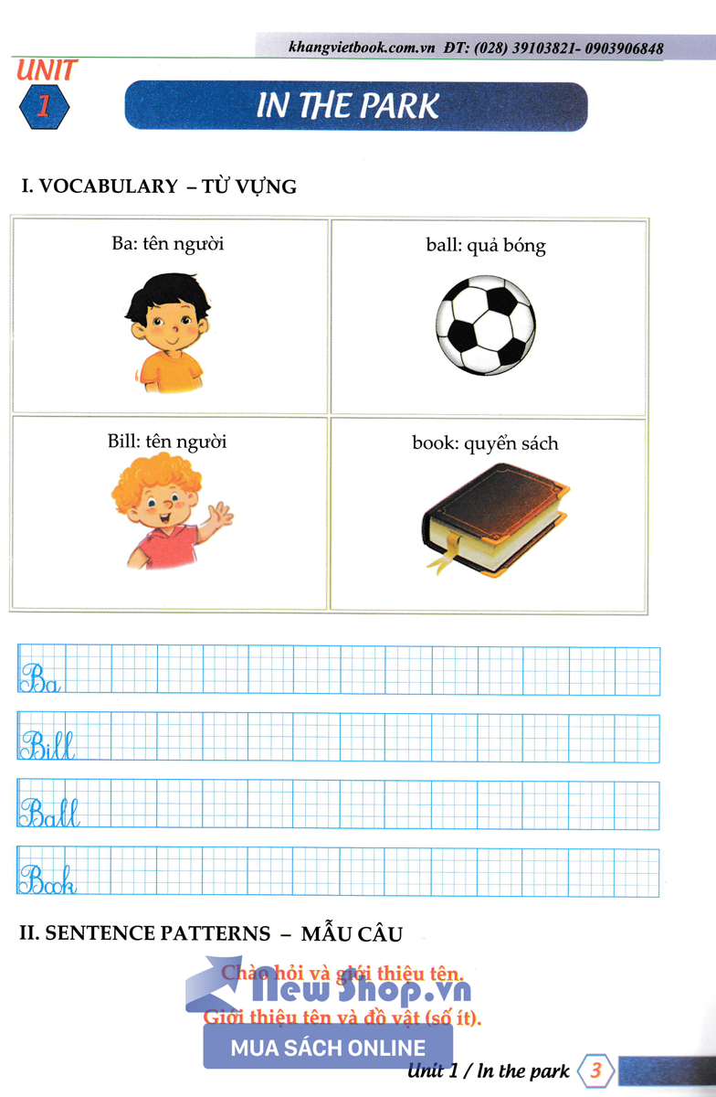 LUYỆN VIẾT TIẾNG ANH TỪ VÀ CÂU LỚP 1 _KV