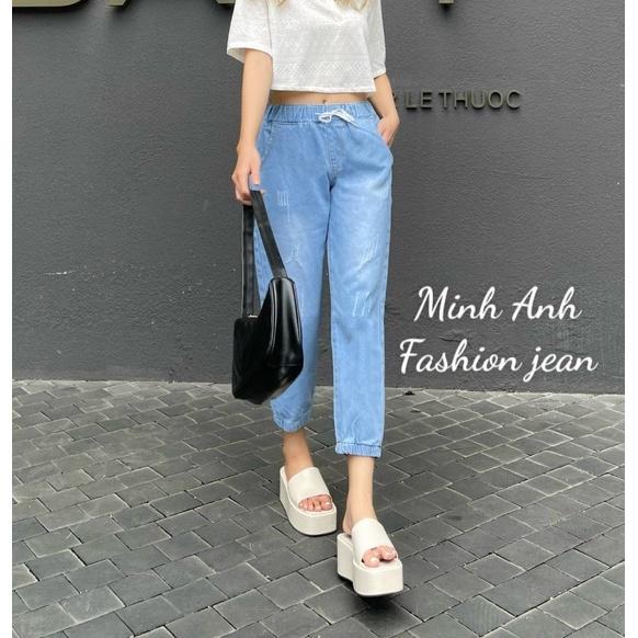 Quần jean nữ baggy lưng thun cao cấp có size đại