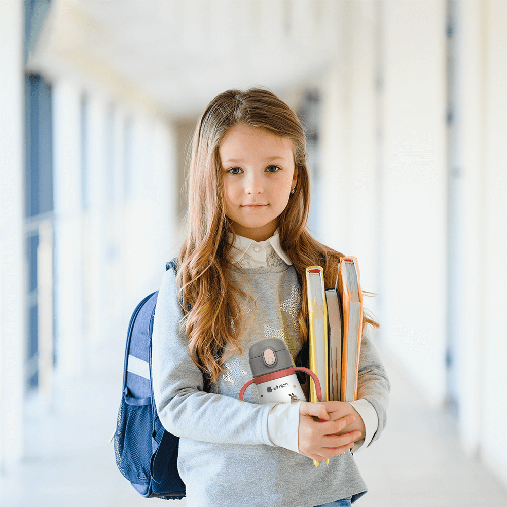 Bình giữ nhiệt cho bé Elmich Baby EL8317 360ml, Hàng chính hãng, inox 316, có ống hút - JoyMall