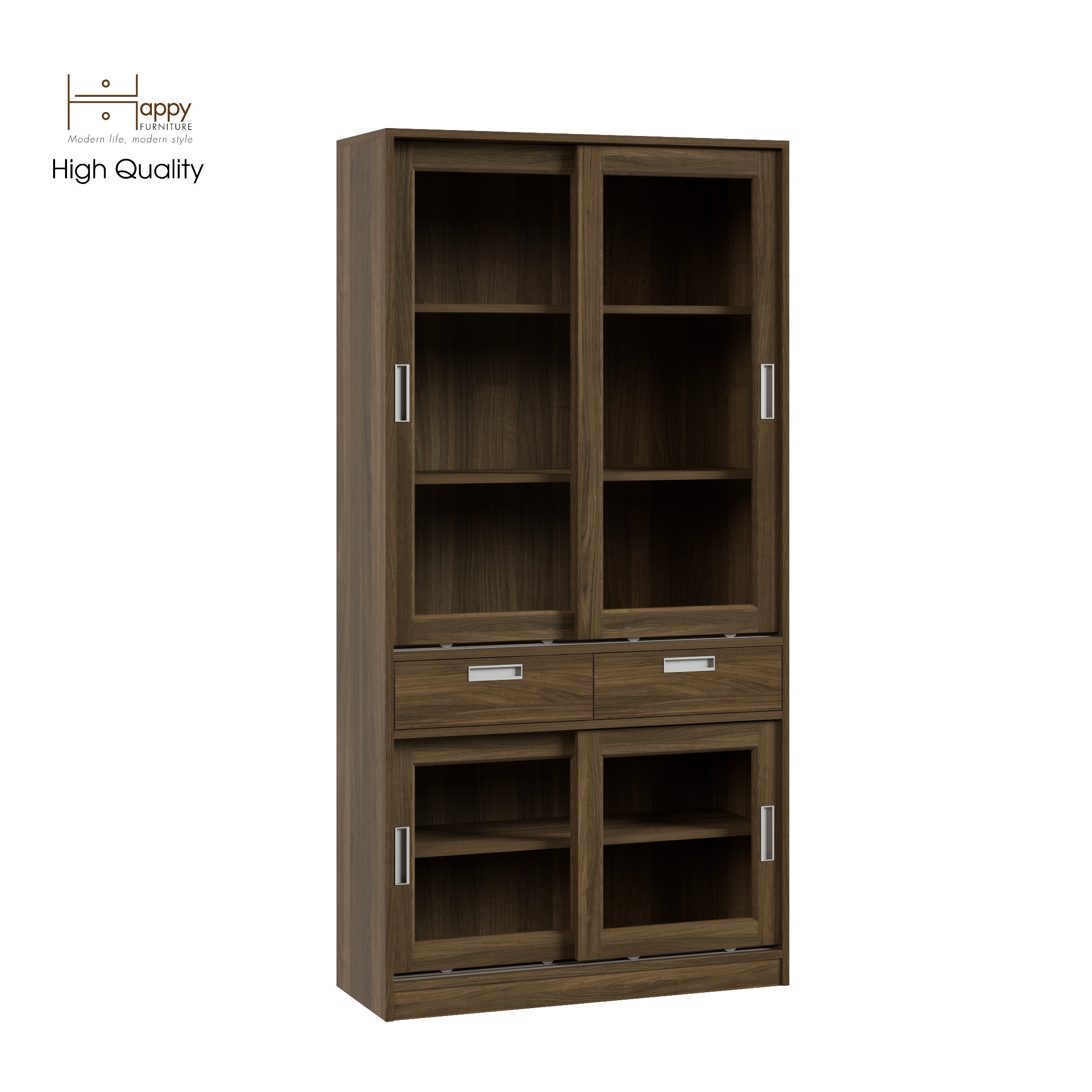 [Happy Home Furniture] LUCA, Tủ sách 2 ngăn kéo - 4 cánh lùa, 90cm x 35cm x 180cm ( DxRxC), TCL_011