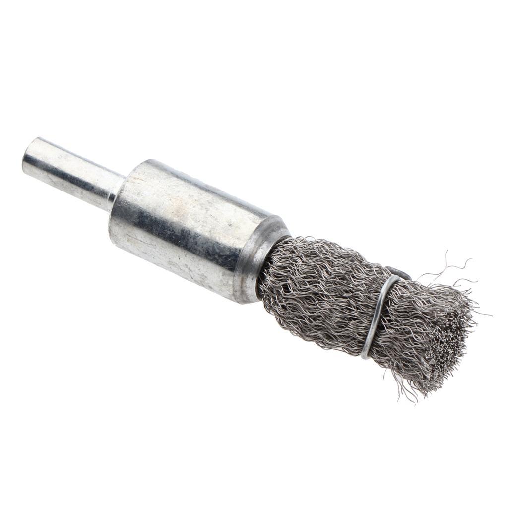 2 Piece Stainless Steel Pen Shape Crimped Wire Brush 6mm Shank 6 x 16mm 0.15