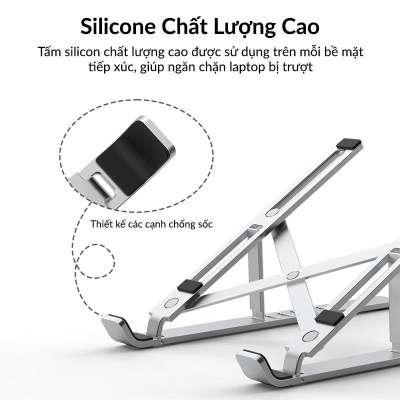 Giá Đỡ Laptop Stand WiWU S400 / ACOME ALS01 hợp kim Nhôm, Có Thể Gấp Gọn, 6 Mức Độ Điều Chỉnh Độ Cao, Tản Nhiệt Cho Macbook