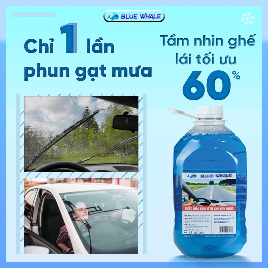 Combo chăm sóc xe hơi (1 Can nước rửa kính ô tô chuyên dụng Cá Voi 2L + 1 chai xịt làm đen bóng lốp Cá Voi 500ml)