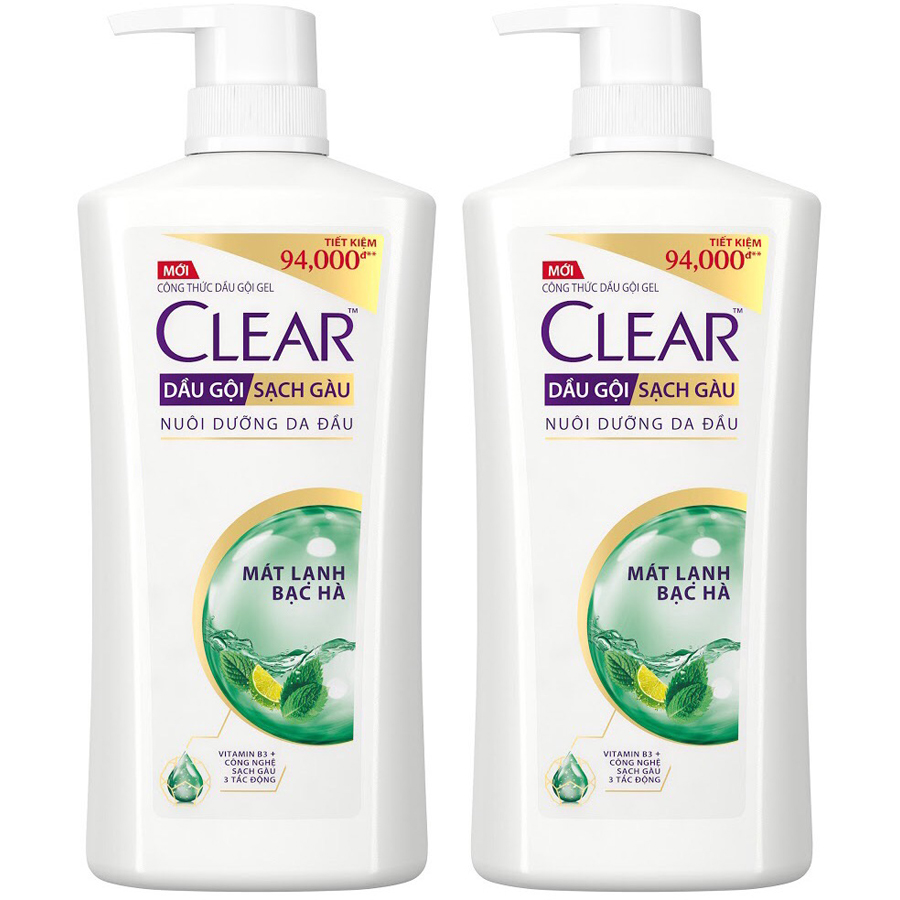 Combo 02 Dầu Gội Ngăn Ngừa Gàu Clear Mát Lạnh Bạc Hà