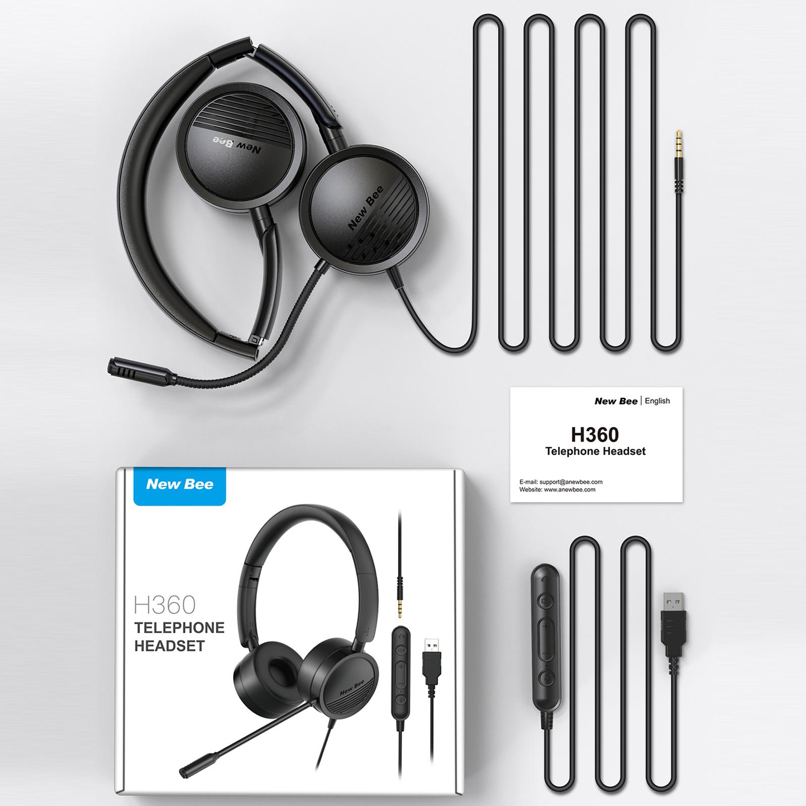Tai nghe điện thoại Bee H360 có dây 3.5mm / USB có micrô trên tai