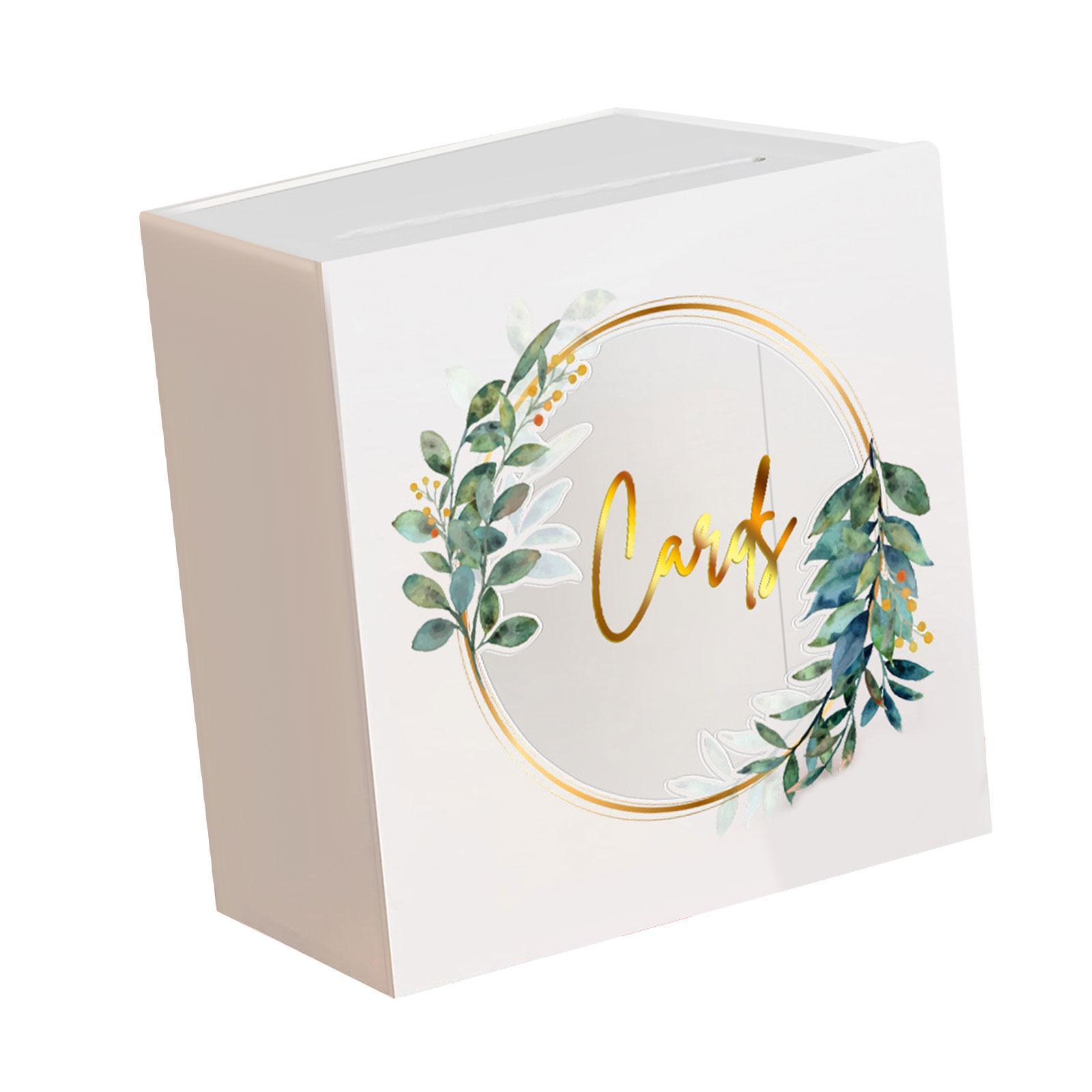 Wedding Acrylic Card Box with Slot Wishing Box Flower Printing Elegant Accessories Versatile Gift Card Box 5x9.8x9.8inch for Graduation