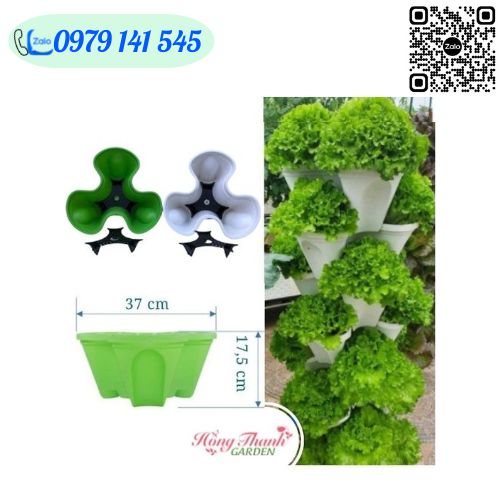 Chậu Tháp Trồng Rau Hữu Cơ/ Tháp Trồng Hoa / Dâu Tây - Nhựa Cao Cấp, Tiện Lợi, Tiết Kiệm Không Gian