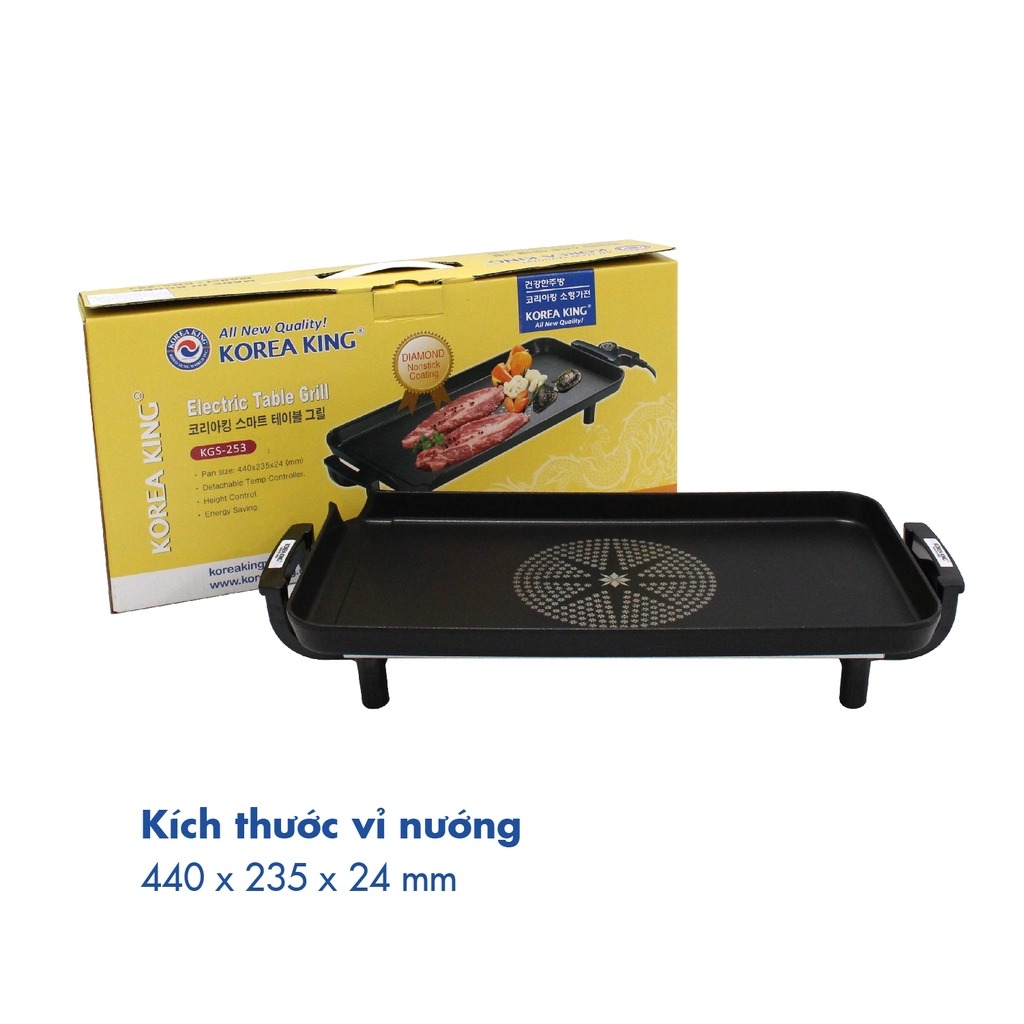 Bếp nướng điện không khói Korea King, Vỉ nướng chống dính đa năng bêp nướng, BBQ, thịt, rau củ [KGS-253,268