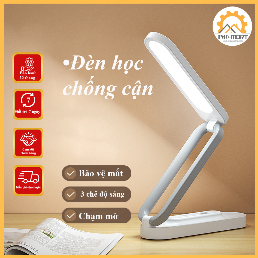 Đèn Học Để Bàn - Chống Cận Thị- Cảm Ứng Tích Điện-Đèn Để Bàn Tích Điện Gọn Nhẹ, Loại Bỏ Ánh Sáng Xanh