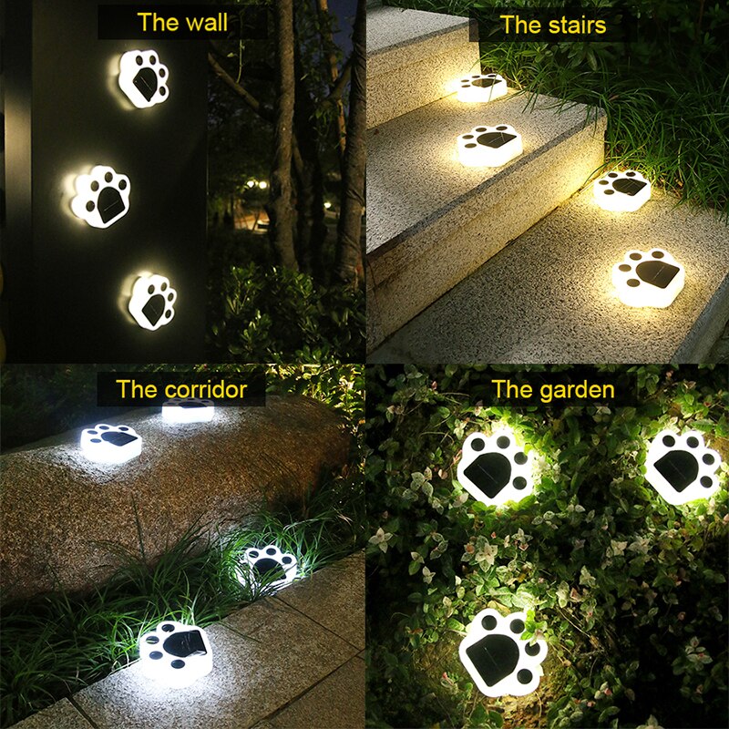 Đèn led chân Gấu năng lượng mặt trời trang trí cầu thang sân vườn Solar Led Light Outdoor Landscape Garden Lights