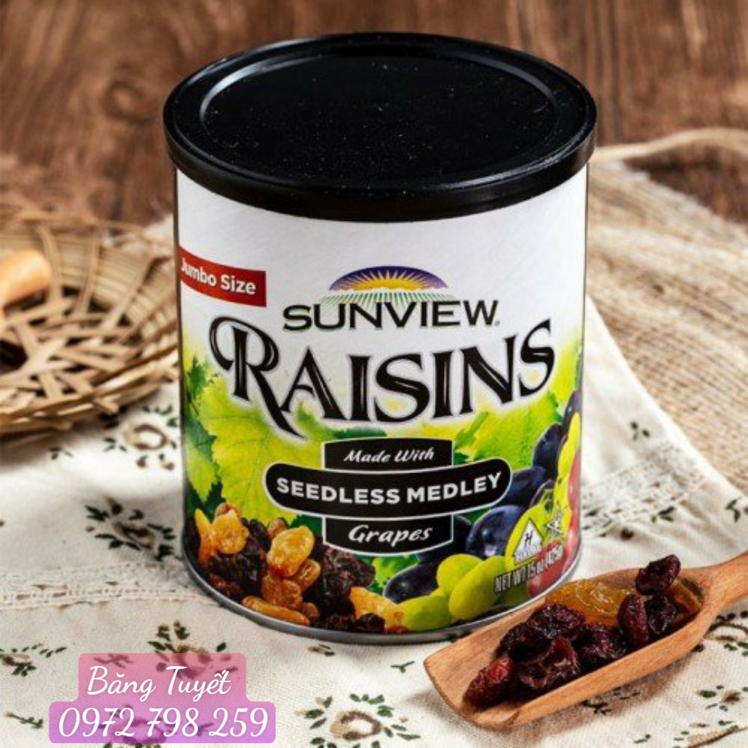 Nho khô Sunview Raisin hộp 425gram hàng mới ngon nhất - Mỹ