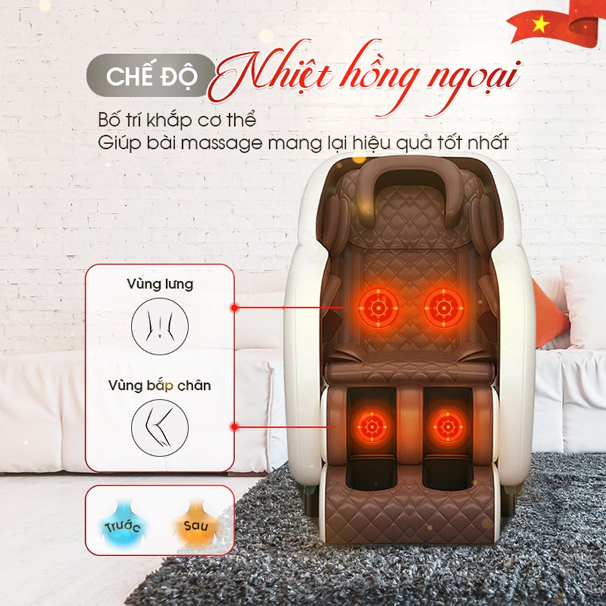 Ghế Massage Toàn Thân Anzani JD S2, Máy Matxa Công Nghệ Nhật Trị Liệu 5 Vùng Đầu, Cổ, Vai Gáy, Lưng, Tay, Chân Với Chế Độ Nhiệt Hồng Ngoại - Be Nâu