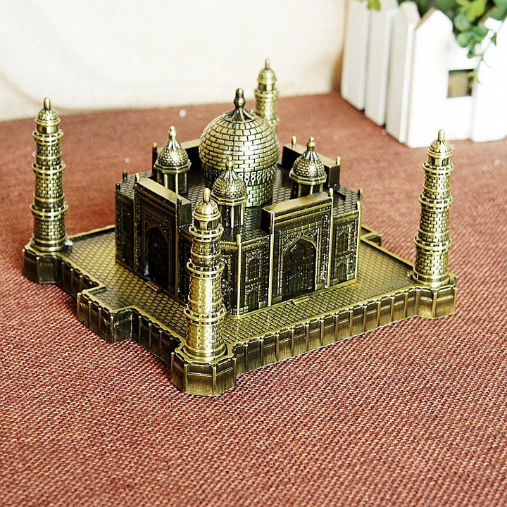 Mô hình lăng mộ Taj Mahah cao 6cm size trung màu vàng rêu