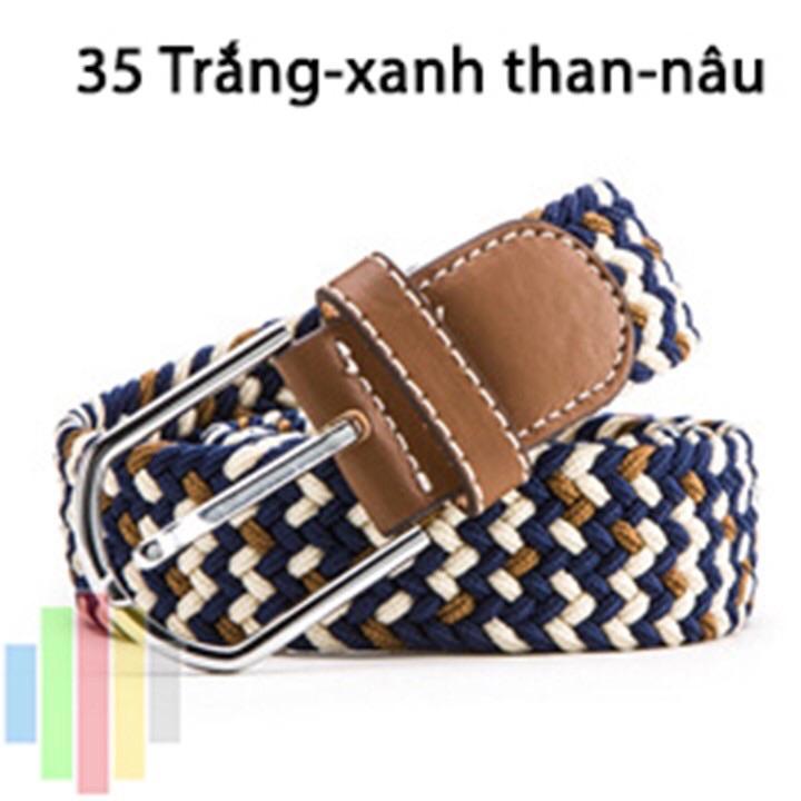 Thắt lưng vải dù co giãn bản 3,5cm -nhóm màu hoạ tiết - Mã 31