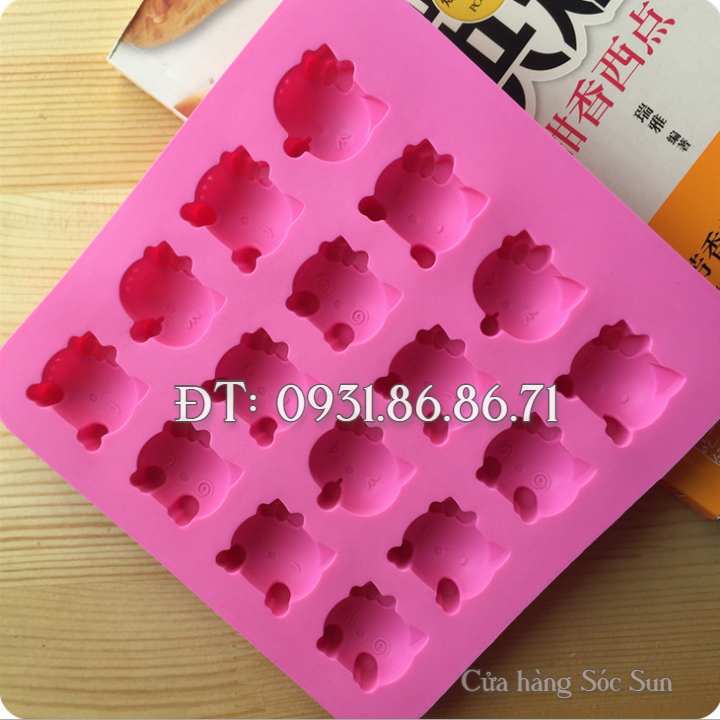 Khuôn silicon 16 mèo Kitty - Mã số 1231