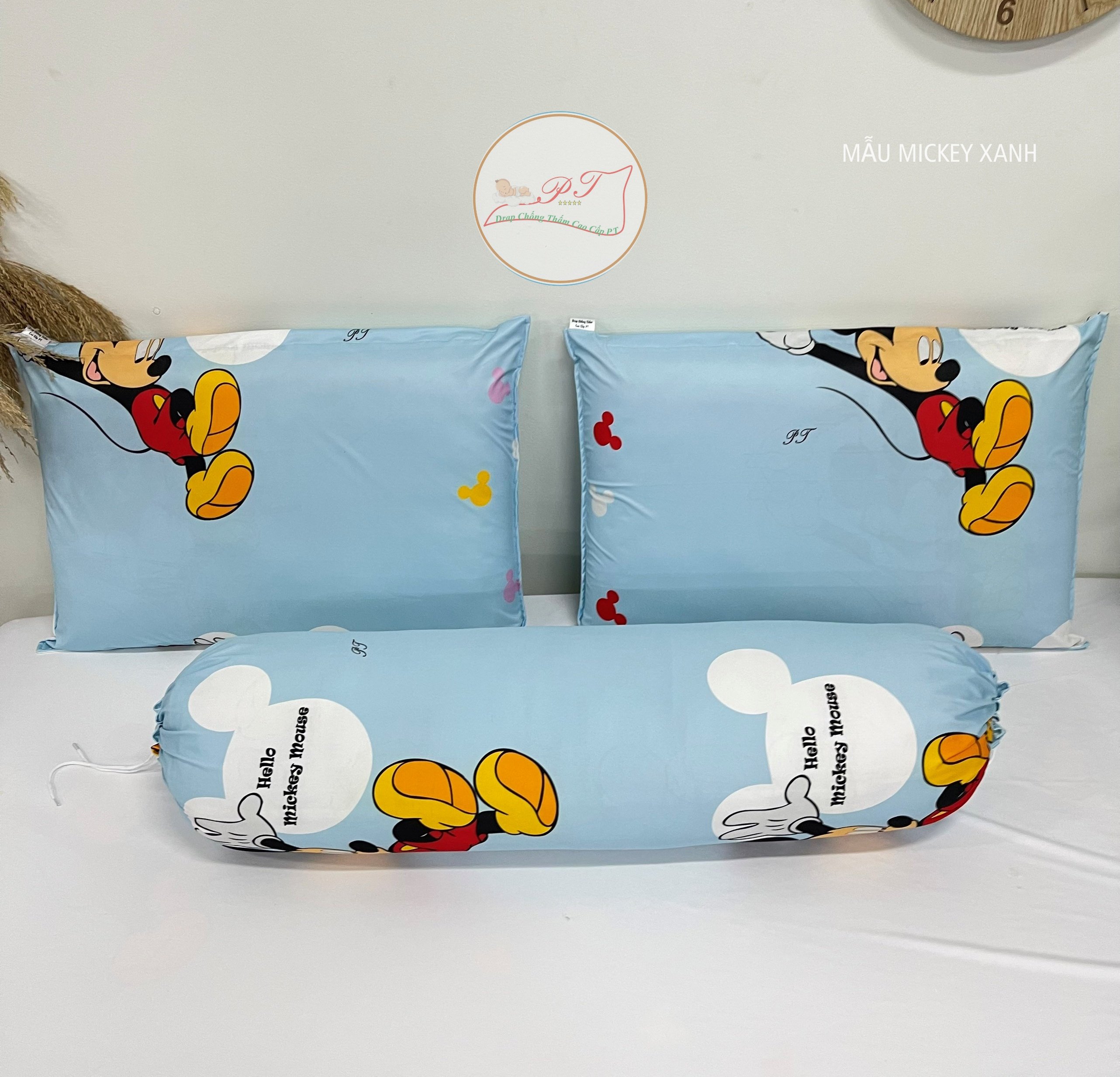 Ga Chống Thấm Cao Cấp PT Mẫu Họa Tiết Mickey Xanh