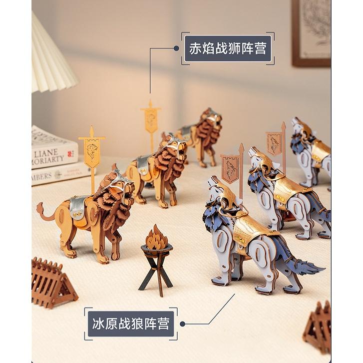Lắp Ráp mô hình gỗ Robotime Voi Chiến, Ngựa Chiến, Sư Tử, Sói Đồ Chơi Thông Minh An Toàn Cho Bé
