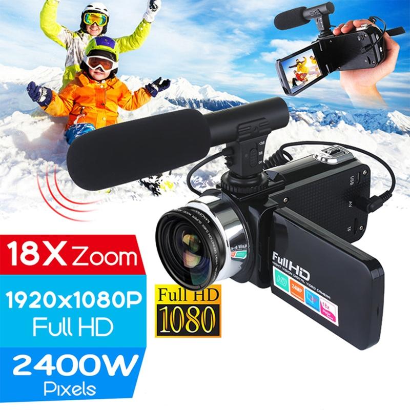 2023 Mới Máy Ảnh Kỹ Thuật Số 24MP Tầm Nhìn Ban Đêm Màn Hình LCD 3.0 Inch Máy Ảnh Zoom 18X Máy Quay Video Máy Ghi Hình Mini DV Thay Thế Màu Sắc: Ống Kính Góc Rộng