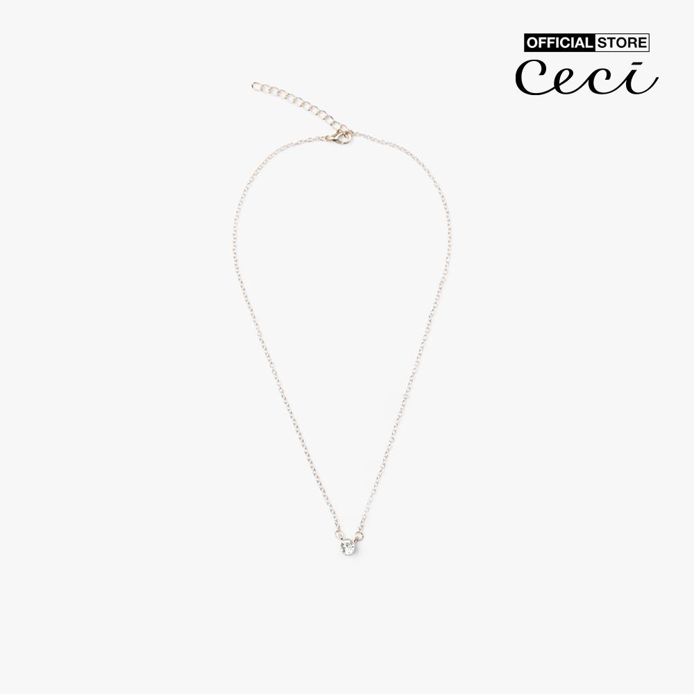 CECI - Dây chuyền nữ dạng chuỗi xích nhỏ phối mặt đính đá tròn CC4-01000239-27