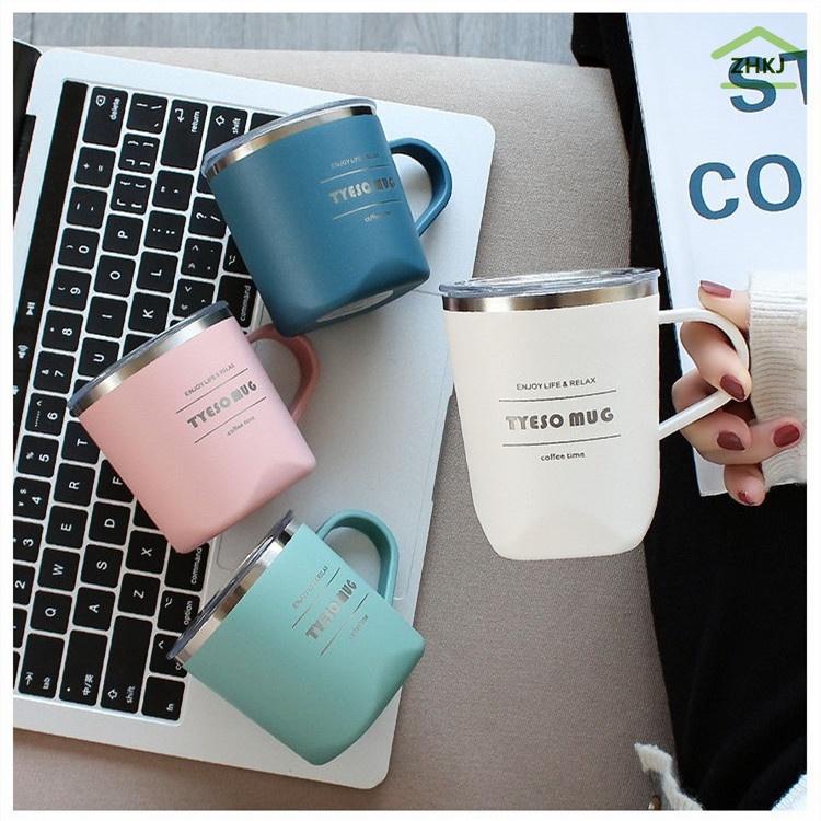 Cốc Đựng Nước Giữ Nhiệt Bằng Thép Không Gỉ 304 4 Màu Sắc Có Tay Cầm 260ML 300ML