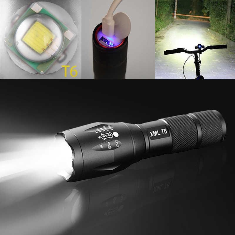 Đèn pin chiến thuật ngoài trời CREE T6 LED cầm tay 5Modes USB có thể sạc lại