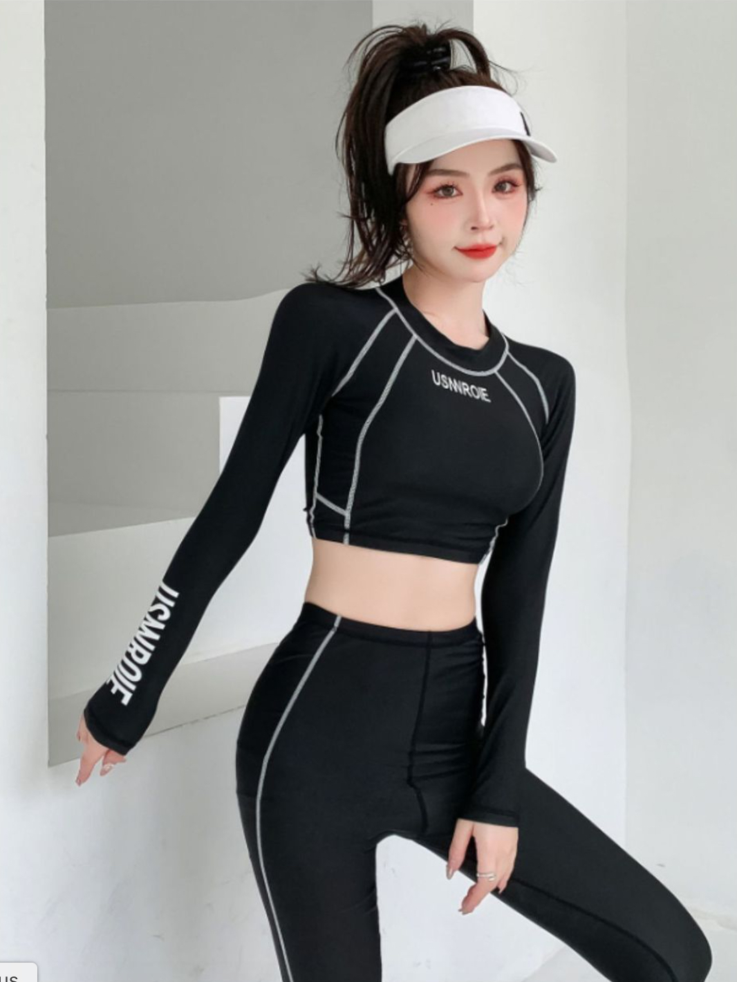 Bộ đồ bơi, tắm biển bikini nữ 2 mảnh áo tay dài quần cạp cao chống nắng kín đáo B.33