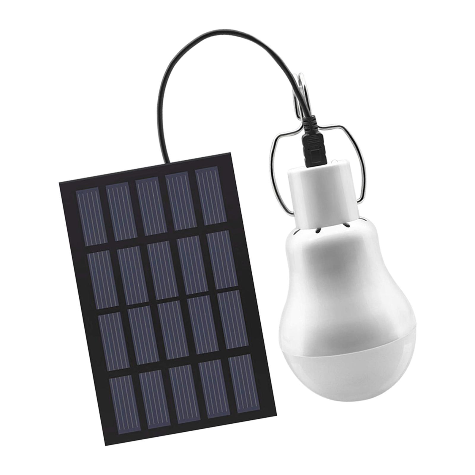 Portable LED Bulb Light Camping Solar Powered Panel Hanging Lamp Indoor