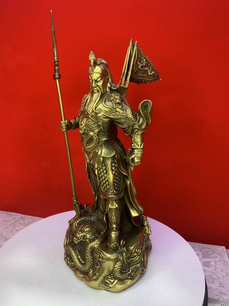 Tượng quan công, quan vân trường 5 cờ bằng đồng MS246