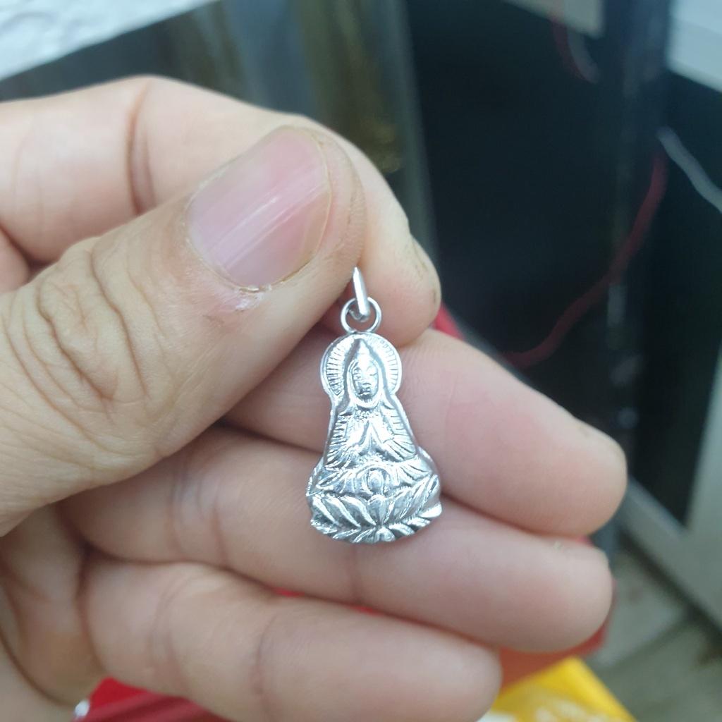 Mặt Dây Chuyền Tượng Quan Âm Bạc Titanium- Mặt dây sáng đẹp như vàng trắng, dùng vĩnh viễn