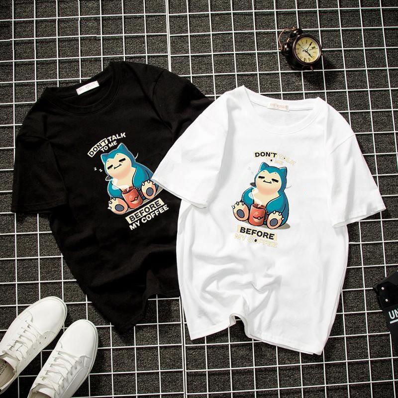 Áo thun unisex form rộng họa tiết nhân vật hoạt hình dễ thương vải dày mịn 2020T2501