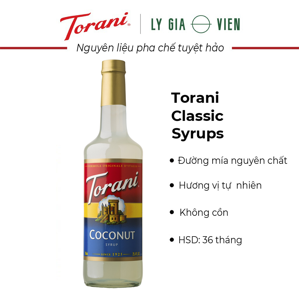 Siro Pha Chế Vị Dừa Torani Classic Coconut Syrup 750ml Mỹ Nguyên Liệu Pha Chế Trà và Cà Phê