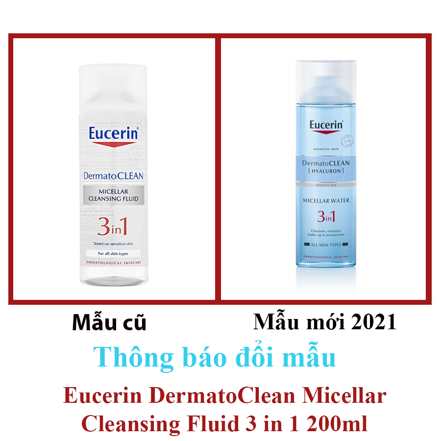 Nước Tẩy Trang Dịu Nhẹ Cho Da Nhạy Cảm Eucerin Dermato Clean Micellar Cleansing Fluid 3 In 1 (200ml)