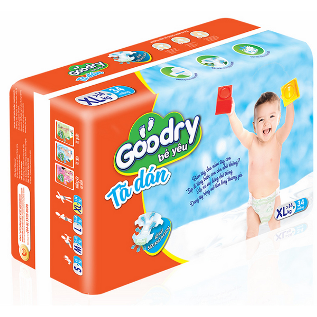 Bộ 2 Gói Tã Dán Goodry Bé Yêu XL34