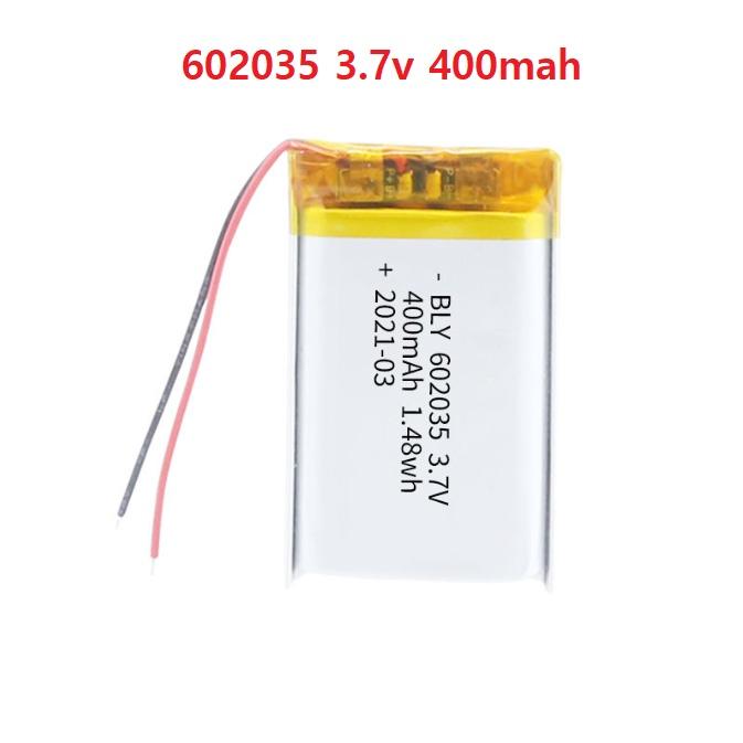 Pin Sạc Lithium Polymer 3.7V 400mah 602035 Cho tai nghe,loa Mp3 MP4 MP5 GPS PSP Bluetooth hàng mới