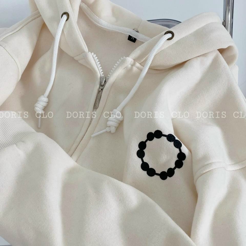 Áo khoác hoodie nỉ CELL màu kem unisex ảnh thật, Áo Khoác Hoodie Zip Form Rộng Ulzzang Unisex Nam Nữ, ÁO KHOÁC NỈ CHỐNG NẮNG FORM RỘNG TAY PHỒNG NỈ DÀY DẶN
