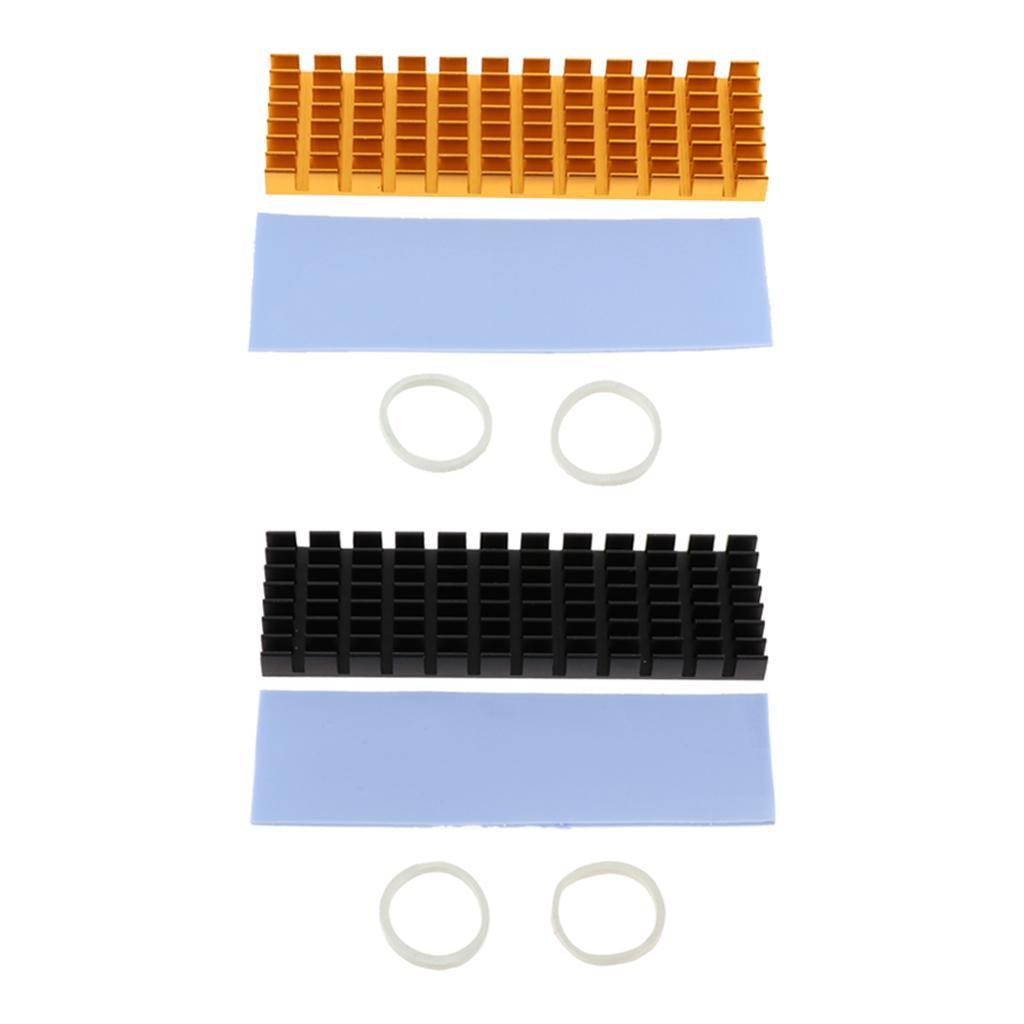 2 Pieces Aluminum M.2 2280 Heatsink Cooling Kit W/ Silicone Thermal Pad