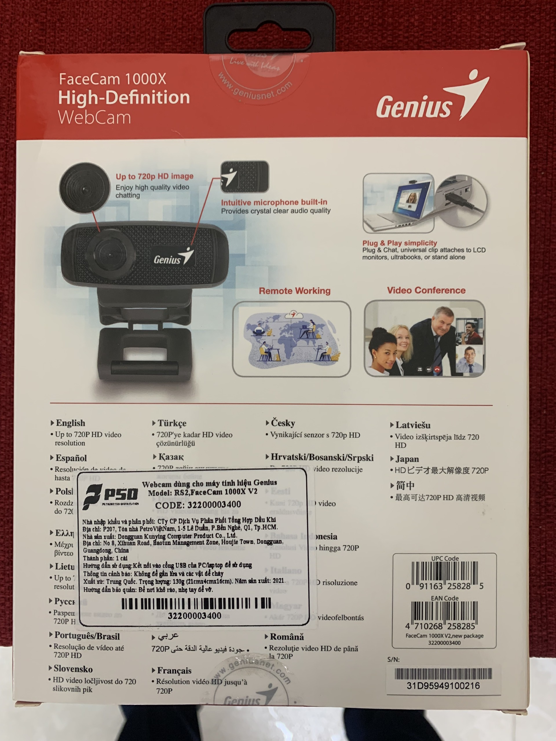 Webcam Genius Facecam 1000X V2 720p- Hàng chính hãng