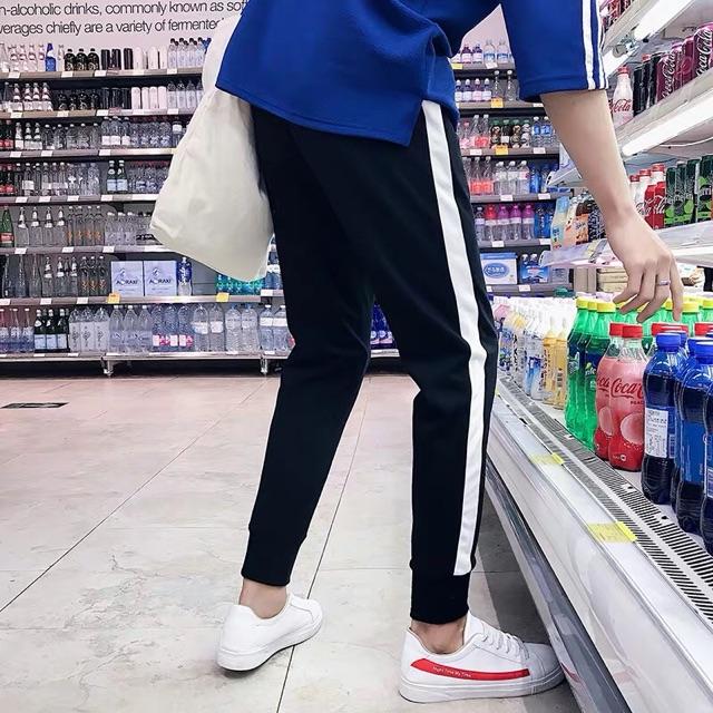 quần jogger Nỉ unisex Sọc Bự nam nữ phong cách ulzzang Wind