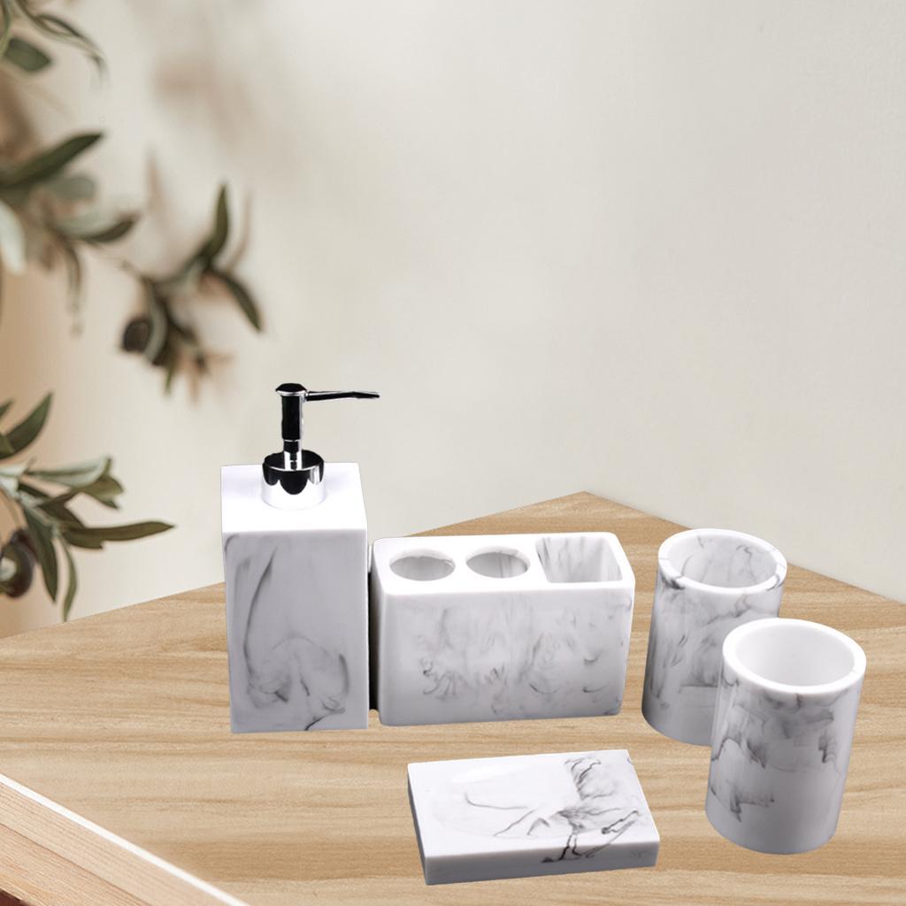 Bath Bathroom Accessories Set 5-pack Toothbrush Holder Lotion Dispenser