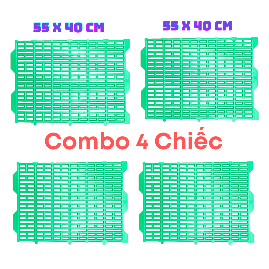 Combo 4 Tấm Nhựa Lót Sàn Chuồng Chó/Heo 40x55cm Bền Chắc Chống Trượt Nhựa PP Zin 100%