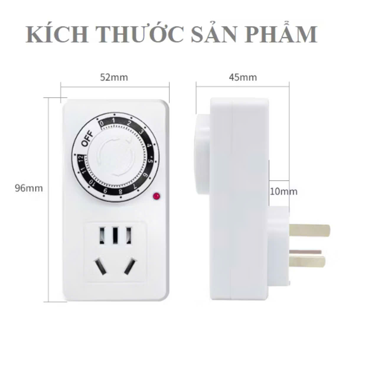Ổ cắm hẹn giờ cơ MK-958 hẹn giờ tắt sử dụng đơn giản công suất 10A/220V, Chính hãng + Tặng Phích chuyển đổi từ 3 chấu sang 2