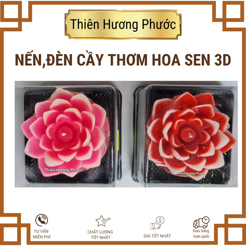 Đèn cầy thơm hoa nổi 3D 9cm Thái 1cái