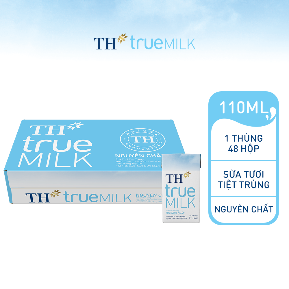 Thùng 48 hộp sữa tươi tiệt trùng nguyên chất TH True Milk 110ml
