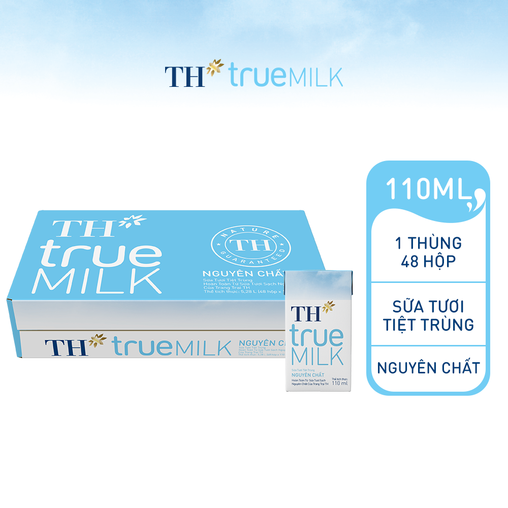 Thùng 48 hộp sữa tươi tiệt trùng nguyên chất TH True Milk 110ml (110ml x 48)