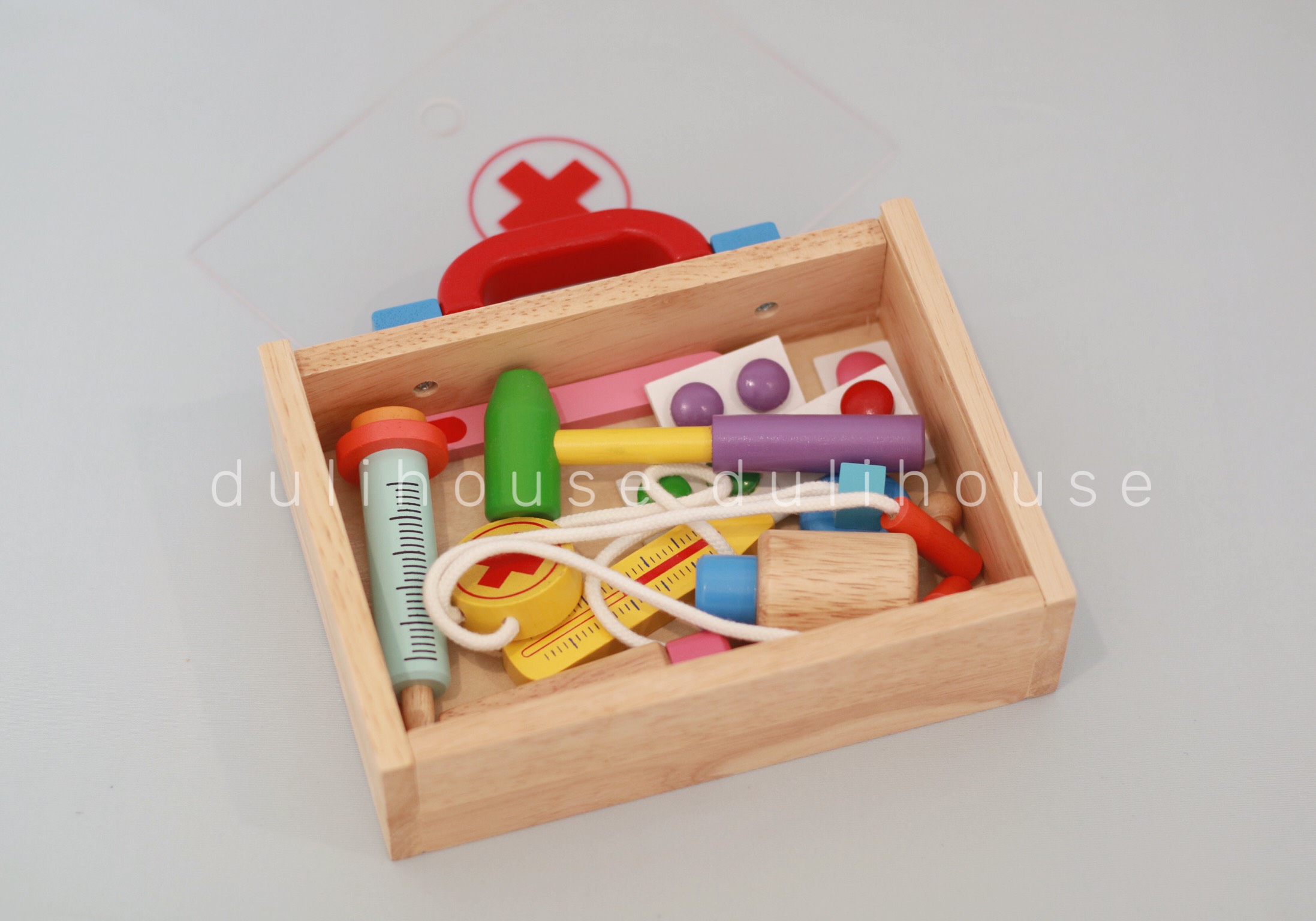 Đồ chơi gỗ cao cấp Bác sĩ, nuôi dưỡng ước mơ hướng nghiệp, giúp bé làm quen với các dụng cụ đồ nghề bác sĩ - Sản xuất tại Việt Nam