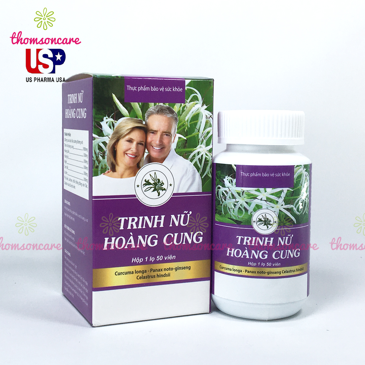 Trinh nữ hoàng cung - Hộp 50 viên - Hỗ trợ giảm u xơ tử cung, phì đại tiền liệt tuyến - Có thêm xạ đen, tam thất