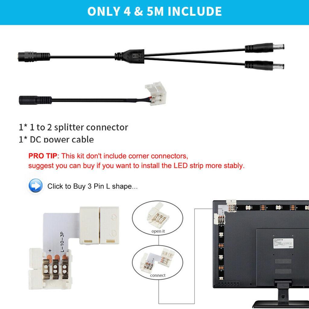 5050 LED Strip Lights with Remote Controller for TV Kitchen Desk Decor 1m