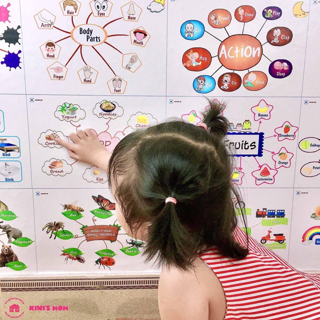 DECAL Sơ Đồ Tư Duy Tiếng Anh + Tiếng Việt KIWI'S MOM 4 lớp cao cấp chống nước